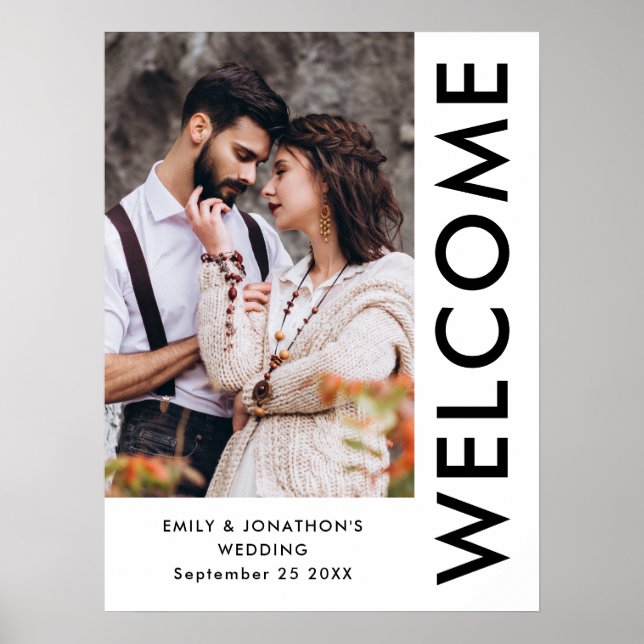 Poster Mariage de noms de bienvenue photo contemporaine (Devant)