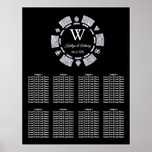 Poster Mariage de Parties scintillant de poker en argent