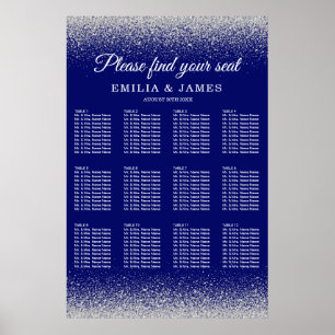 Poster Mariage de Parties scintillant moderne Royal Blue 