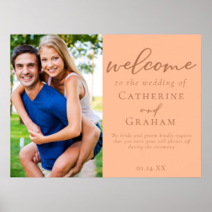 Poster Mariage de pêche douce Couple photo Bienvenue