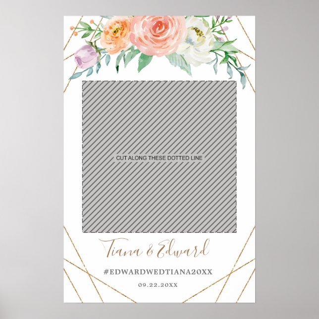 Poster Mariage de photo géométrique à fleurs Props (Devant)