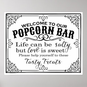 Poster mariage de pop-corn élégant vintage