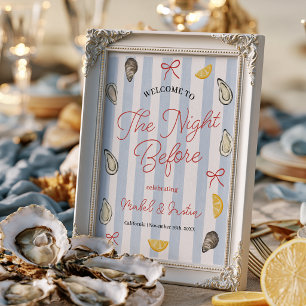 Poster Mariage de répétition huître à rayure bleue côtièr