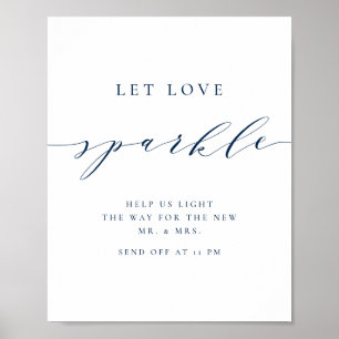 Poster Mariage de script minimaliste bleu laissez l'amour