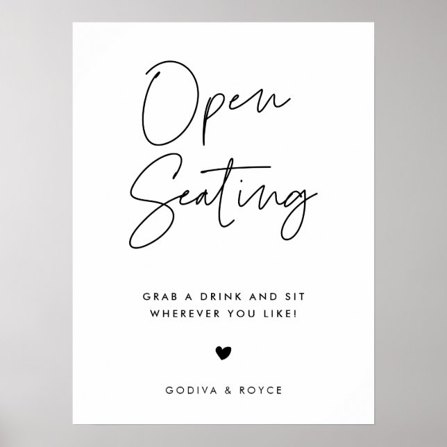 Poster Mariage de siège minimaliste moderne (Devant)