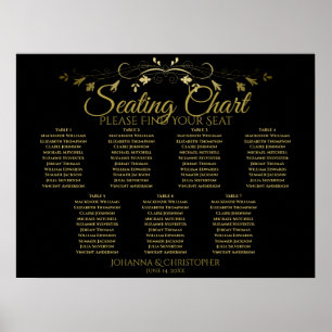 Poster Mariage de table Gold & Black Elegant 7