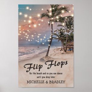 Poster Mariage de tongs de plage tropicale
