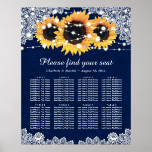 Poster Mariage de tournesol bleu de la marine russe Graph