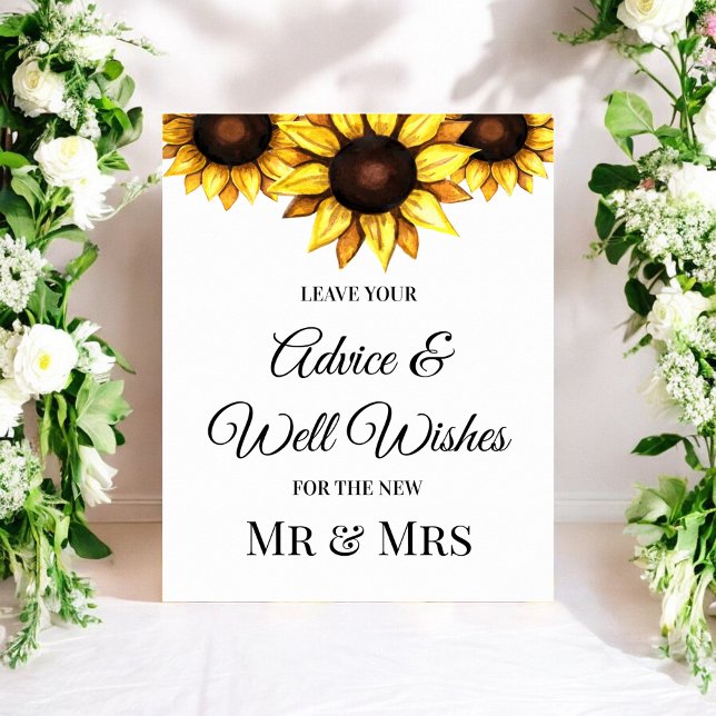 Poster Mariage de tournesol Bonne volonté Panneau blanc j (Créateur téléchargé)