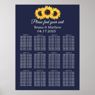 Poster Mariage de tournesol Carte de siège Pays Bleu