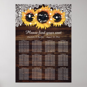 Poster Mariage de tournesol rustique en bois Graphique 12