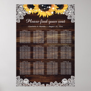 Poster Mariage de tournesol rustique en bois Graphique 12