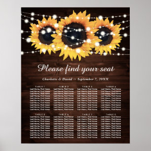 Poster Mariage de tournesol rustique en bois Graphique 8