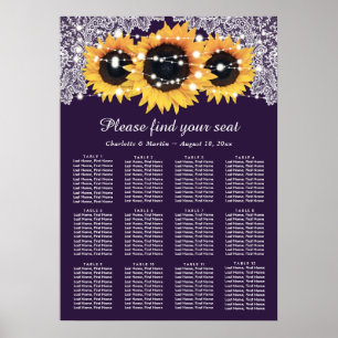 Poster Mariage de tournesol violet rustique Graphique 12