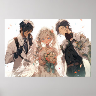 Poster Mariage de triade polyamorte Anime MFM