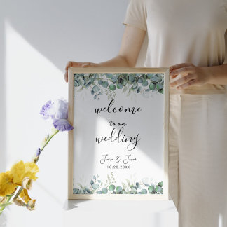 Poster Mariage de verdure simple Eucalyptus Accueil
