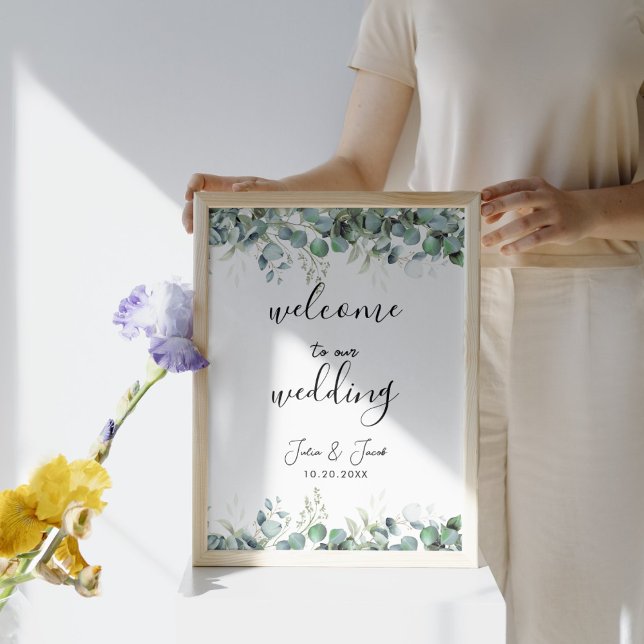 Poster Mariage de verdure simple Eucalyptus Accueil (Simple Eucalyptus Greenery Wedding Party Supplies)