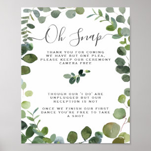 Poster Mariage débranché Eucalyptus à script chic
