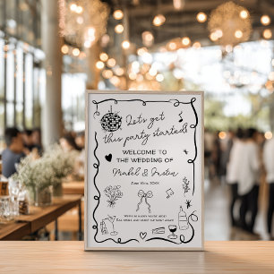 Poster Mariage décontracté noir blanc et irrégulier Bienv