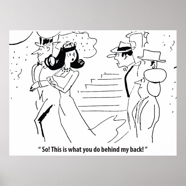 Poster Mariage Derrière Son Dos, Humoristique (Devant)