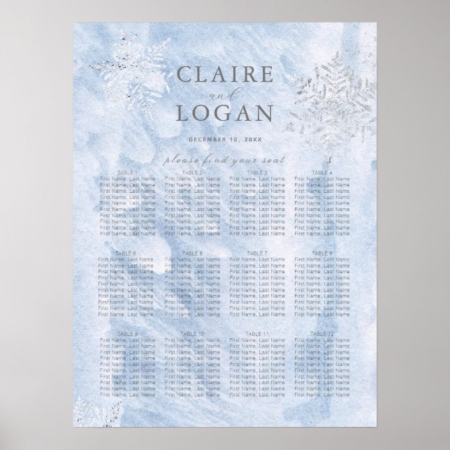 Poster Mariage des flocons d'argent d'hiver congelés (Devant)