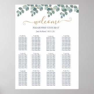 Poster Mariage d'été Eucalyptus de verdure rustique.