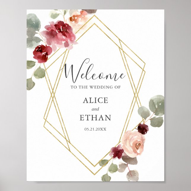 Poster Mariage d'Eucalyptus aux fleurs de Bourgogne (Devant)