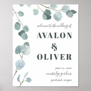 Poster Mariage d'eucalyptus en argent
