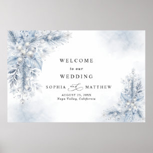 Poster Mariage d'hiver aux baies blanches gelées 