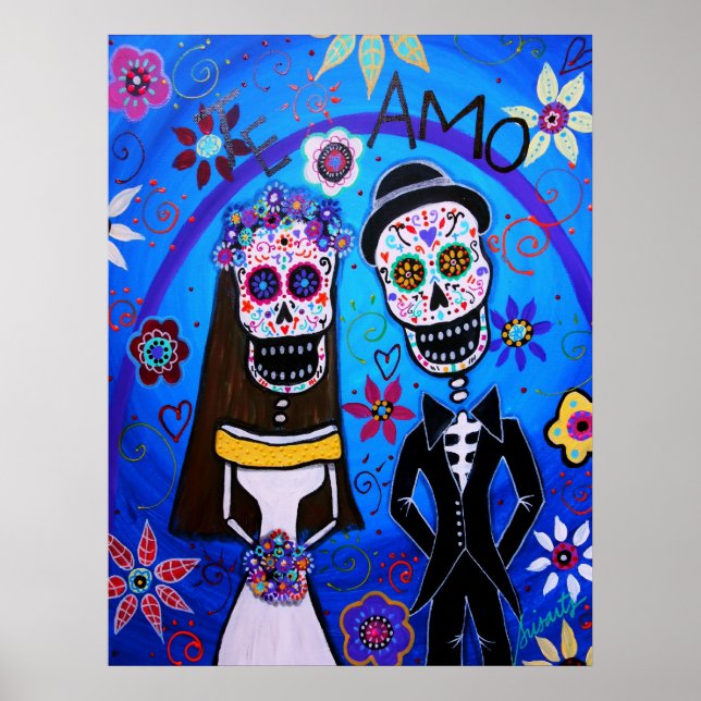 Poster Mariage Dia de los Muertos Couple (Devant)