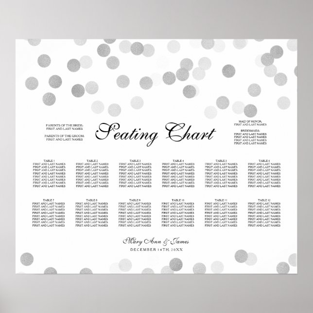 Poster Mariage Diagramme de siège Parties scintillant d'h (Devant)