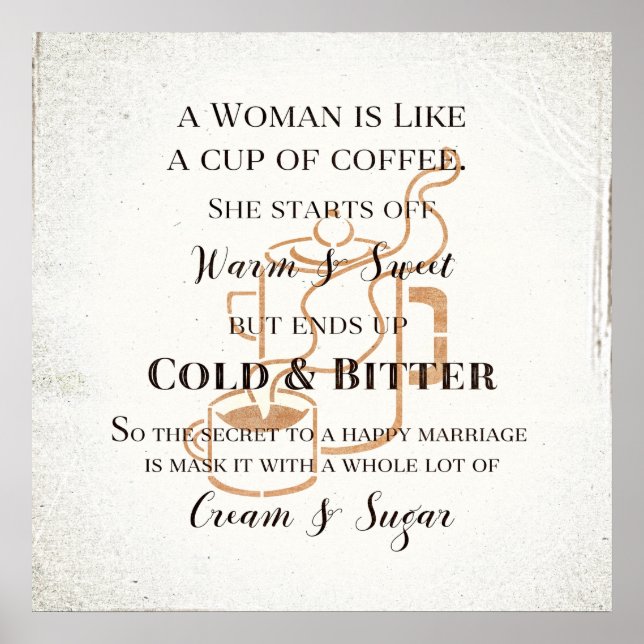 Poster Mariage Drôle Comme Café Retro Grunge Typographie (Devant)