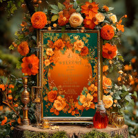 Mariage druide d'automne orange et vert