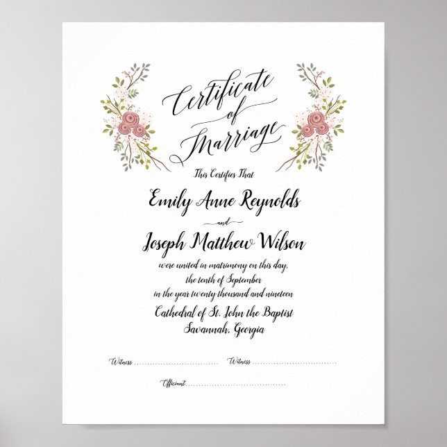 Poster Mariage du certificat de mariage moderne Keepsaké (Devant)
