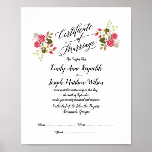 Poster Mariage du certificat de mariage moderne Keepsaké