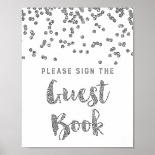 Poster Mariage du livre d'hôtes Signé Argent Confetti