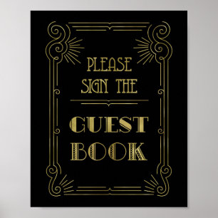Poster Mariage du livre d'hôtes Signe or Noir 1920