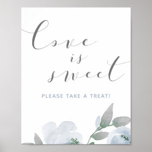 Poster Mariage Dusty Blue Aquarelle L'amour est doux