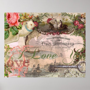 Poster Mariage élégant Antique Mariage Vintage