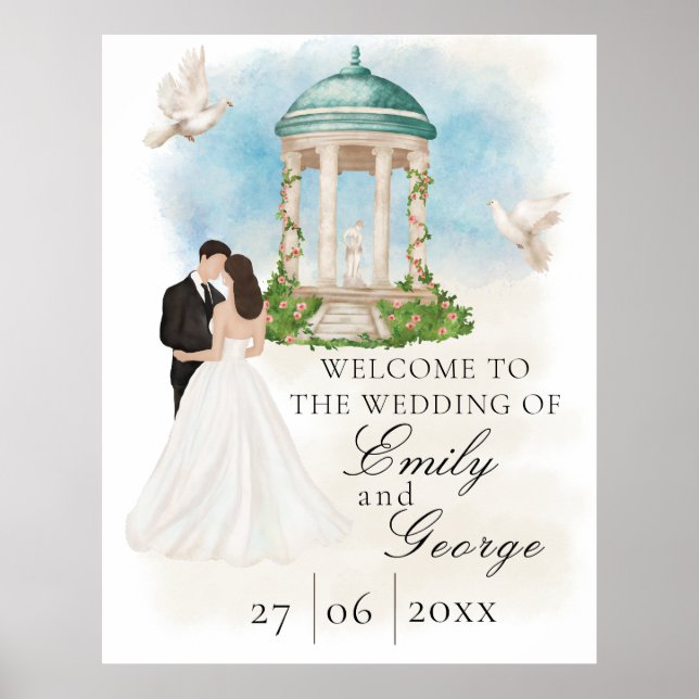 Poster Mariage élégant avec mariée et la chambre Gazebo (Devant)