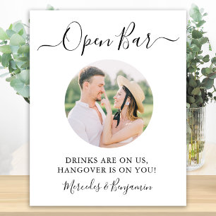 Poster Mariage élégant avec photo personnalisée et bar ou