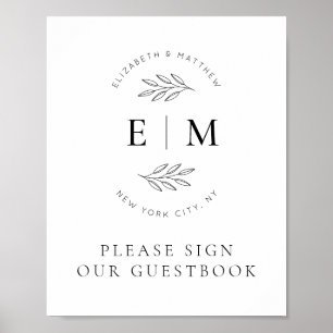 Poster Mariage Élégant Chic Moderne Simple Chic Monogramm