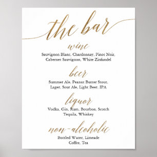 Poster Mariage élégant or et noir calligraphie The Bar