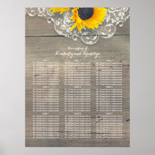 Poster Mariage en dentelle de tournesol rustique