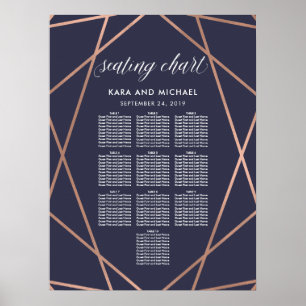 Poster Mariage en diamant moderne bleu foncé