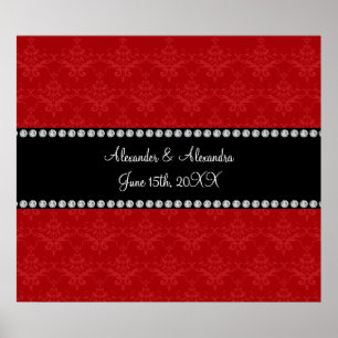 Poster Mariage en faveur du damas rouge
