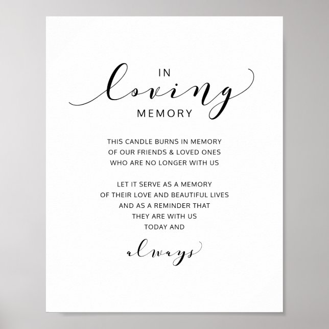 Poster Mariage En Mémoire Signe du Souvenir Script animé (Devant)