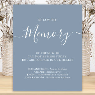 Poster Mariage En Souvenir Affectueux Mémorial Bleu Pouss