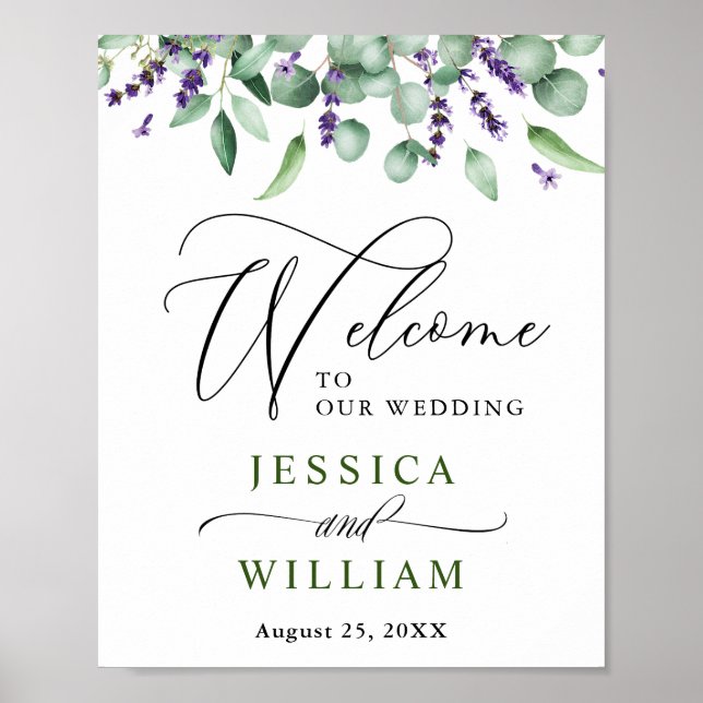 Poster Mariage Eucalyptus Lavender (Devant)
