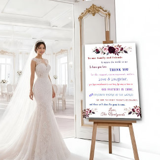 Poster Mariage Famille et Amis Roses Roses Rouges